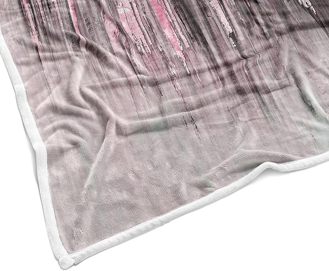 Abstract Throw Blankets, Modern Pink Gold crackNon Cozy Warm Bed Couch Blanket, Stripe Contemporary Abstract Painting White Fleece Flannel Throws to Decorate The Room and Bedroom