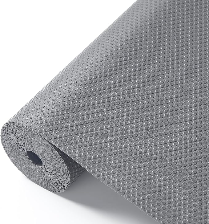 100% EVA Shelf Liner for Kitchen Cabinet, 24" x 120" Drawer Liners Non Adhesive Non Slip Waterproof Plastic Paper, Dresser Pantry Bathroom Refrigerator Protector, Grey