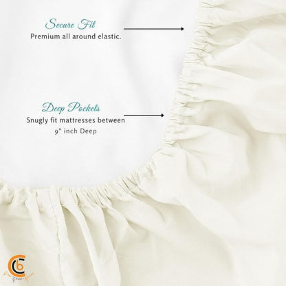 Camping Cot Sheets 25" x 75" - 3 Piece Cot Sheet Set for Bunk Bed - fits Upto 9" Deep Mattress, Perfect for Narrow Twin, Camping Cot, RV Bunk, Guest Beds, Trifold Mattress - Ivory