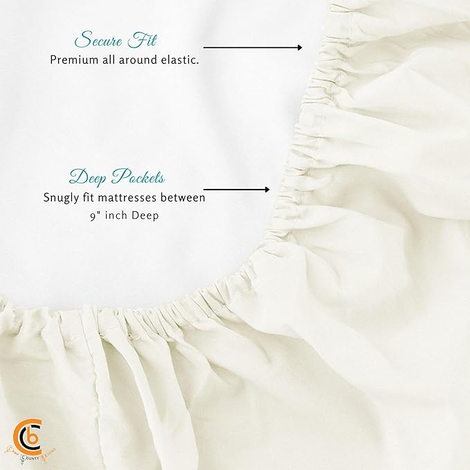 Camping Cot Sheets 33" x 75" - 3 Piece Cot Sheet Set for Bunk Bed - fits Upto 9" Deep Mattress, Perfect for Narrow Twin, Camping Cot, RV Bunk, Guest Beds, Trifold Mattress - Ivory