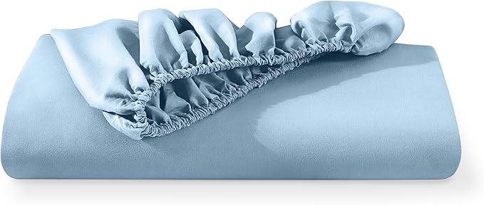 Bare Home Fitted Bottom Sheet King - Premium 1800 Microfiber - Ultra-Soft Wrinkle Free - Deep Pocket - Fitted Sheet (King, Light Blue)