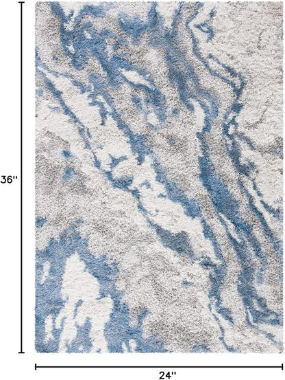 SAFAVIEH Horizon Shag Collection Accent Rug - 2' x 3', Grey & Blue, Non-Shedding & Easy Care, 2-inch Thick Ideal for High Traffic Areas in Entryway, Living Room, Bedroom (HZN890G)