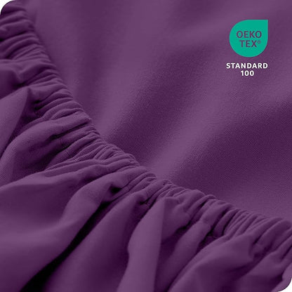 Bare Home 2-Pack Fitted Bottom Sheets Twin - Premium 1800 Ultra-Soft Wrinkle Resistant Microfiber - Deep Pocket (Twin, Plum)