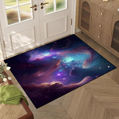Galaxy Area Rug Space Nebula Bedroom Living Room for Girls Kids Boys Carpet Vortex Throw Rugs Purple Blue Cloud Floor Mat 63 in x 31 in