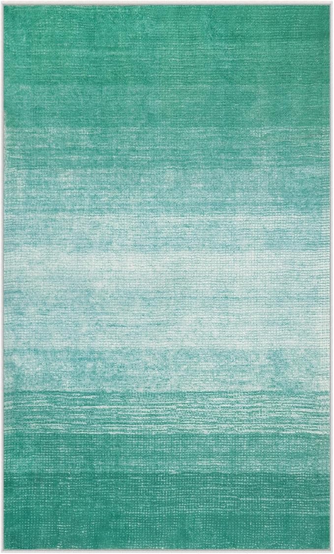 Wonnitar Modern Ombre 3x5 Area Rug, Teal Washable Bedroom Rug, Non-Slip Abstract Soft Nursery Throw Mat, Contemporary Stain Resistant Gradient Entry Soft Carpet for Bathroom Dorm (Teal, 3'x5')