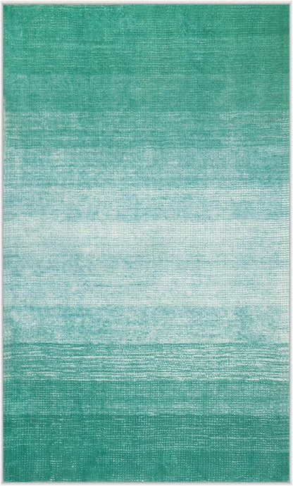 Wonnitar Modern Ombre 3x5 Area Rug, Teal Washable Bedroom Rug, Non-Slip Abstract Soft Nursery Throw Mat, Contemporary Stain Resistant Gradient Entry Soft Carpet for Bathroom Dorm (Teal, 3'x5')
