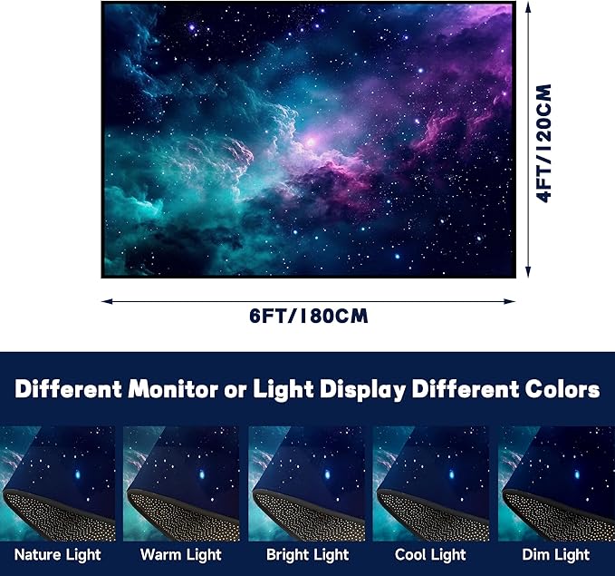 4' X 6' Galaxy Area Rug for Kids Bedroom Dark Blue Starry Sky Carpets Living Room Large Glitter Outer Space Throw Rugs Floor Mat 71 in x 47 in