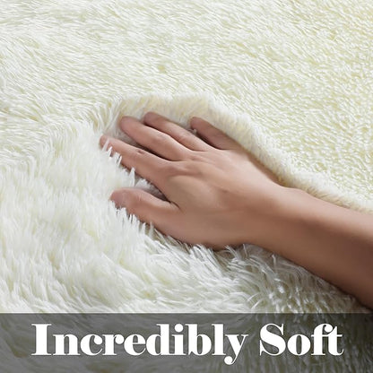 ONASAR Cream White 8x10 Area Rugs for Living Room, Large Fluffy Shag Bedroom Rug, Ivory Washable Soft Plush Thick Shaggy Big Floor Carpet for Kids Boy and Girls Teen Dorm Nursery Indoor Home Decor