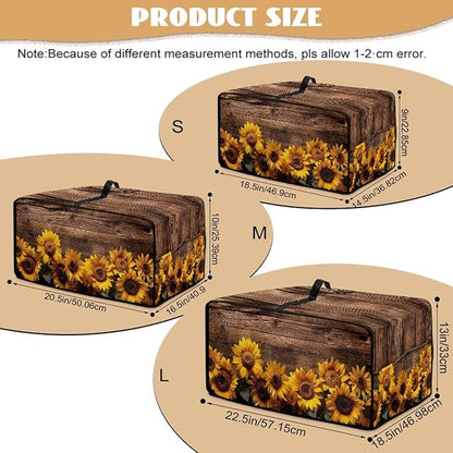 Microwave Oven Cover Vintage Sunflower Wood Grain Print Waterproof Toaster Oven Dustproof Cover Large Size Kitchen Appliance Protector with Storage Bag Machine Washable, S