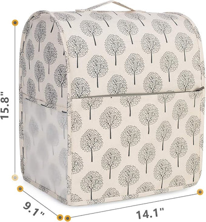 Yarwo Dust Cover for 6-8 qt Stand Mixer, Protective Stand Mixer Cover with Top Handle and Pockets for Extra Accessories, Tree