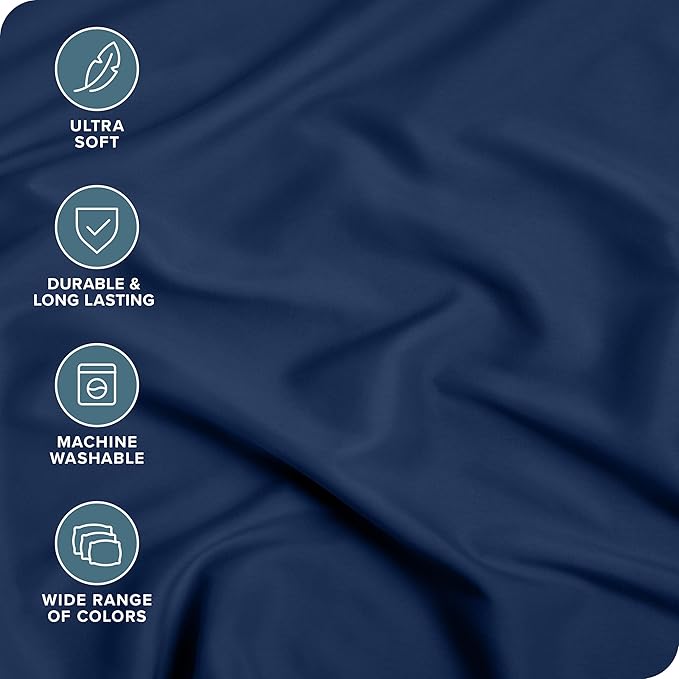Bare Home Fitted Bottom Sheet King Size - Premium 1800 Microfiber - Ultra-Soft Hotel Luxury - Deep Pocket - Durable and Long Lasting (King, Dark Blue)