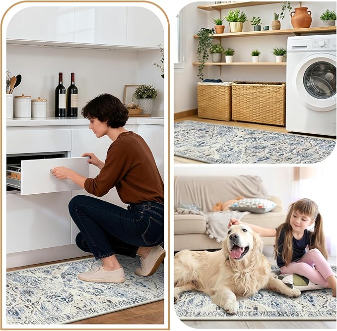 Ileading Anti Fatigue Kitchen Rugs Sets of 2 Cushioned Kitchen Mats for Floor Waterproof Kitchen Mat Set Non Slip Comfort Standing Mat for Kitchen, Office, Sink, Laundry