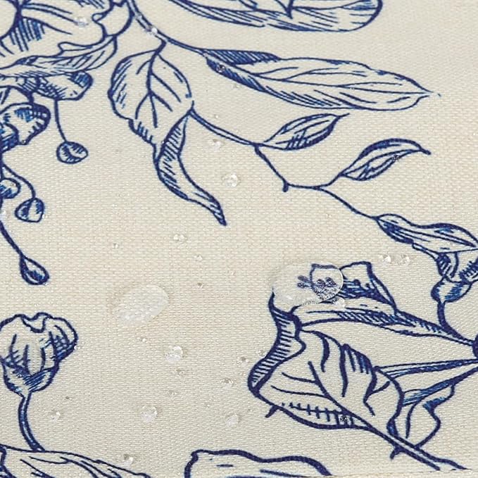 Vintage Floral Pillow Cover 18x 18 Set of 2,Blooming Flower Decorative Waterproof Linen Pillow Cushion Case,Modern Home Decor for Outdoor Couch Bedroom Car Blue and White