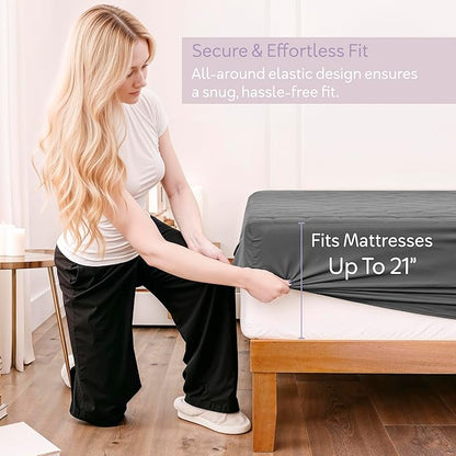 Hearth & Harbor California King Size Quilted Fitted Mattress Pad Cover, 100% Waterproof Mattress Protectors, Deep Pocket Fitted Mattress Cover 8" - 21" (72" x 84", Gray)