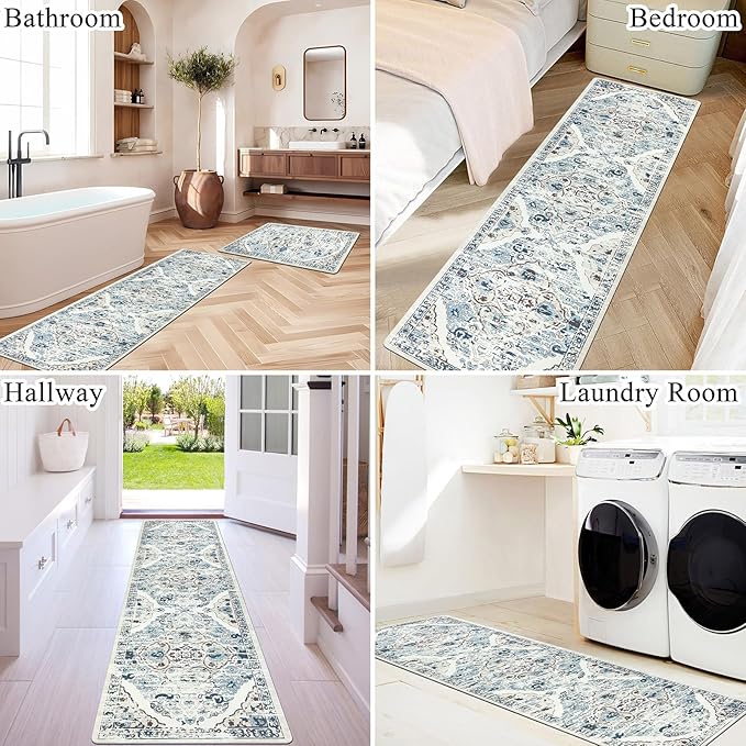 Ileading Anti Fatigue Kitchen Rugs Sets of 2 Cushioned Kitchen Mats for Floor Waterproof Kitchen Mat Set Non Slip Comfort Standing Mat for Kitchen, Office, Sink, Laundry