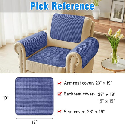 Couch Arm Covers, Sofa Arm Covers, Waterproof Armrest Cover for Sofa, Armchair, Loveseat, Headrest Cover, Non-Slip Recliner Arm Cover, Arm Chair Covers Set of 2 (Navy Blue, 19"×19")