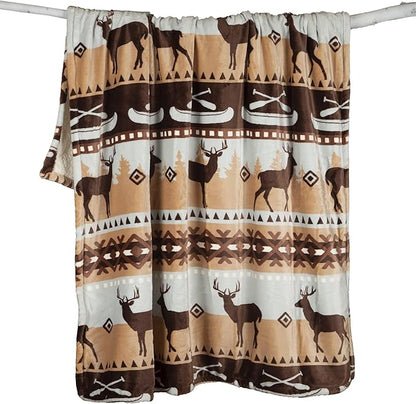 CARSTENS, INC. Ultra Premium Super Soft Plush Sherpa Fleece Oversized Throw Blanket 54" x 68", Buck Lake