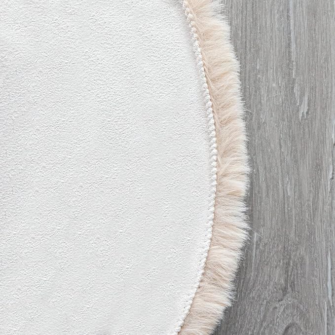 Light Brown Beige Plush Faux Rabbit Shaggy Fur Area Rugs for Living Room Washable Fuzzy Rug Runner Small 2x4 Nursery Rug