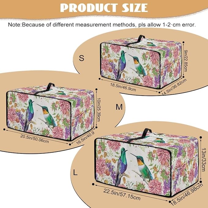 Toaster Oven Dust Cover for Countertop Convection Ovens, Dustproof Small Electrical Appliance Protector Kitchen Decor, M, 16.5 x 20.5 x 10 Inches, Hummingbird Pink Flower Creamy White