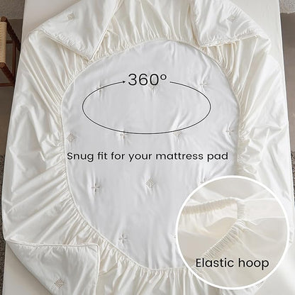 Simple&Opulence Cooling Quilted Mattress Pad – Fitted Sheet Mattress Protector Cover with Elastic Corners, Soft & Breathable, 16 Inch Deep Pocket (Cream Khaki,Queen)