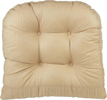 Klear Vu Gripper Overstuffed Universal Non-Slip Dining Chair Cushions for Kitchen Decor or Office Use, U-Shaped Skid-Proof Seat Pad, 17x17 Inches, 2 Count (Pack of 1), Chenille Sand