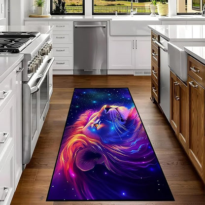 Galaxy Lion Rug 3D Fierce Lions Area Rugs for Kids Bedroom Living Room Playroom Gameroom Boys Glitter Carpet Throw Rugs Floor Mat 79 in x 39 in