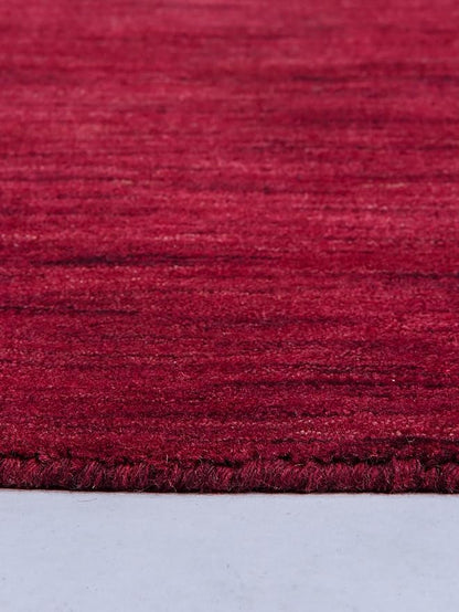 Hand Knotted Loom Wool ECO-Friendly Area Rugs - 10'x10', Square, Dark Red Color, Solid Plain Design, High Pile Handmade Anti Skid Area Rugs for Living Room, Bed Room (L00111)