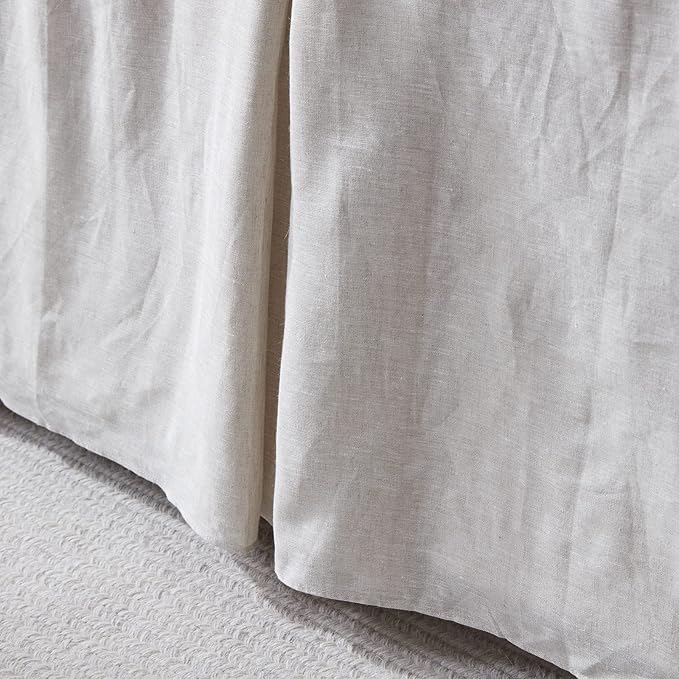 Simple&Opulence Premium Linen Bed Skirt Basic Style 18 inch Tailored Drop Dust Proof Easy Fit Breathable (18'' Basic-Linen, Queen)