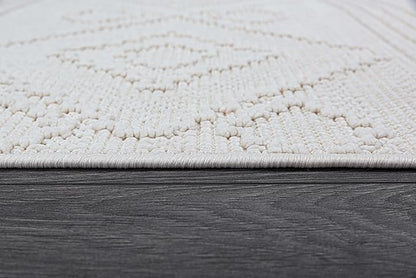 Beverly Rug Micro Loop Area Rug White 5x7 Modern Luxury Soft Boho Geometric Durable Indoor Area Rugs for Living Dining Room Office Stain Resistant Non Shedding Casual Indoor Carpet White 5 x 7