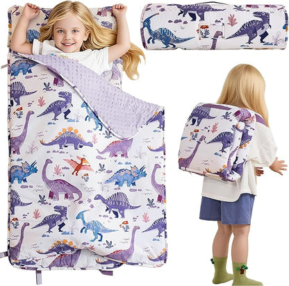 DJY Toddler Nap Mat,Kid Slumber Bag with Removable Pillow & Minky Blanket,Soft Sleeping Mat Perfect for Daycare,Preschool,Kindergarten,Travel
