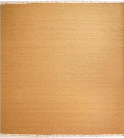 Rugsotic Carpets Hand Woven Flat Weave Kilim Wool ECO-Friendly Area Rugs - 6'x6', Square Shape, Gold Color, Solid Plain Design, Low Pile Handmade Area Rugs for Living Room, Bed Room (D00111)