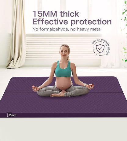 nuveti Large Exercise Mat - 15mm/20mm/30mm Thick Yoga Mat | Workout Mat for Fitness, Yoga, Pilates, Stretching & Floor Exercises for Women & Men with Free Carrying Bag