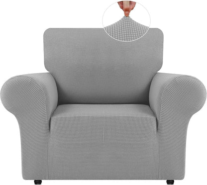 LURKA Stretch Chair Sofa Slipcovers 1 Piece Couch Covers for Sofa Furniture Protector Full Sofa Covers with Elastic Bottom for Kids and Dog (Small, Sliver)
