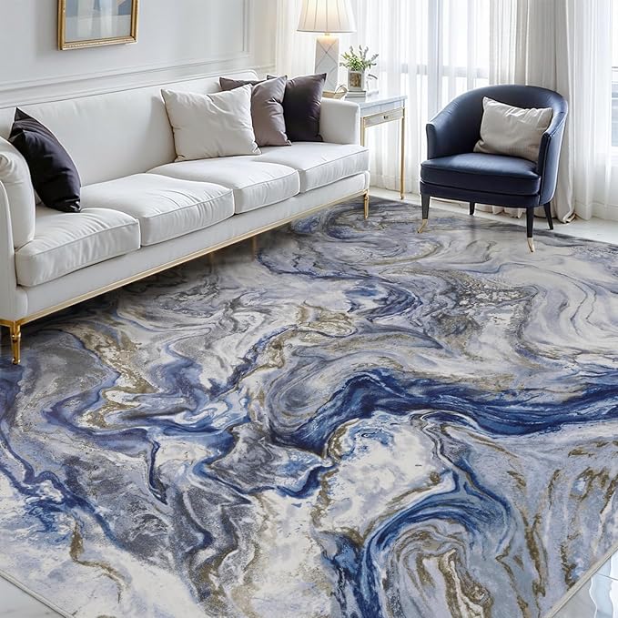 6x9 Area Rugs for Living Room, Modern Abstract Rug for Bedroom, Contemporary Machine Washable Rug, Large Stain Resistant Carpet for Dining Room Playroom Home Office, Pet & Kids Friendly