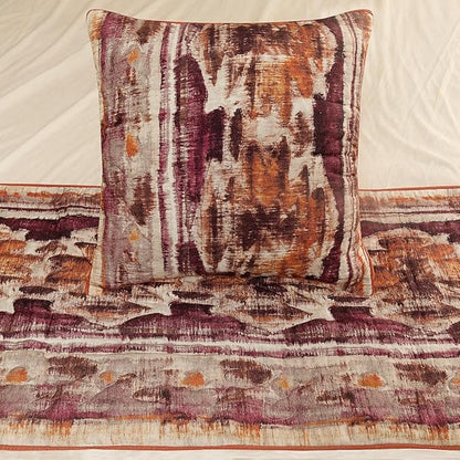 The HomeCentric King Queen Twin Pink & Orange Designer CA King 86"x18" Bed Runner Without Pillow Cover, Ikat & Quilted Bed Scarf on Cotton Printed Fabric - Ikat Splash