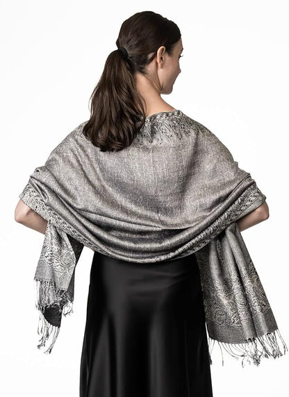 Achillea Big Paisley Pashmina Shawl Wrap for Women – Elegant Scarf for Weddings, Evening Dresses, Festivals & Daily Wear