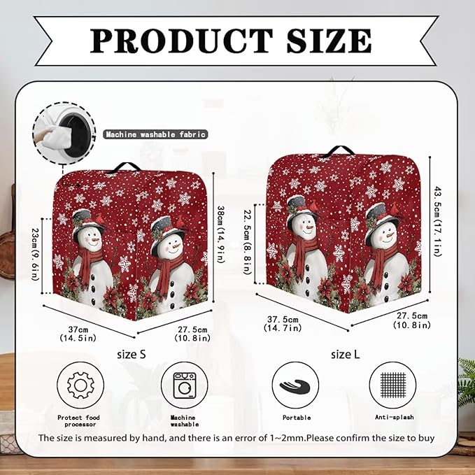 Stand Mixer Cover Dust Covers for 6-8 Stand Mixer Protector Compatible with 6-8 Quart Kitchen Aid Mixer Christmas Xmas Snowman Snowflake Print