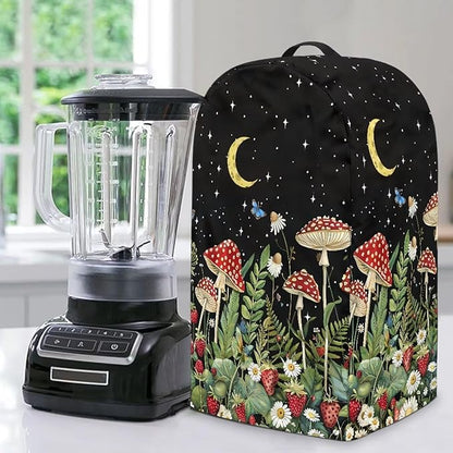 Mushroom Leaf Print Drawstring Blender Dust Cover for Kitchen Small Appliance Decor, Anti Fingerprint Oil-proof Dust Proof Stand Mixer Cover Juicer Cover Soy Milk Machine Covers for Gift