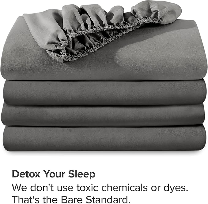 Bare Home 2-Pack Fitted Bottom Sheets Split King - Premium 1800 Ultra-Soft Microfiber - Deep Pocket - 4 Twin XL Fitted Sheets (Split King, Grey)