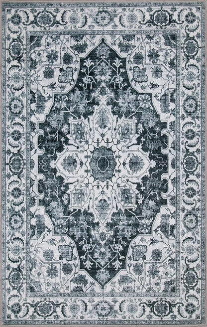 WILLSUN Washable Area Rugs, 2x3 Non-Slip Boho Small Area Rugs for Entryway, Kitchen, Bathroom, Machine Washable Vintage Rug, Indoor Floral Print Carpet for Home Decor, Kid & Pet Friendly Mat