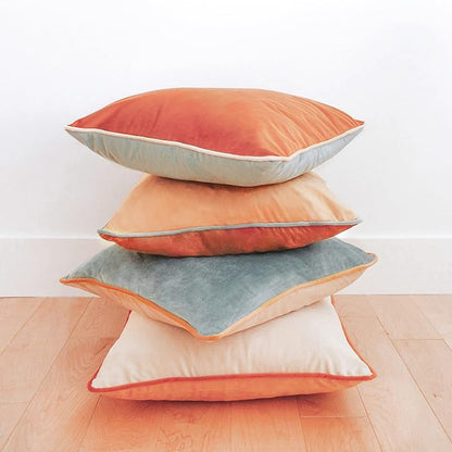 MONDAY MOOSE Decorative Throw Pillow Covers Cushion Cases, Set of 4 Soft Velvet Modern Double-Sided Designs, Mix and Match for Home Decor, Pillow Inserts Not Included (20x20 inch, Orange/Teal)