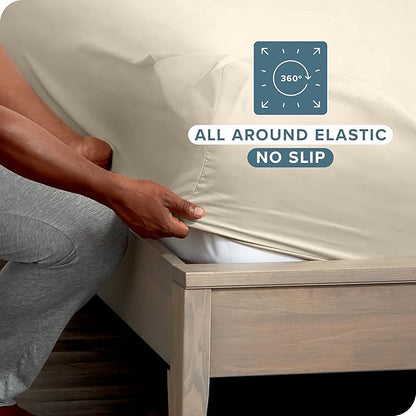 Bare Home 2-Pack Fitted Bottom Sheets King - Premium 1800 Ultra-Soft Wrinkle Resistant Microfiber - Deep Pocket (King, Sand)