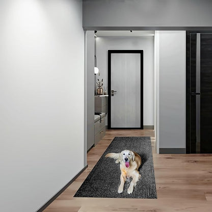 sigun Modern Non-Slip Hallway Runner Rug – Washable, Stain-Resistant & Custom Size – Durable Indoor/Outdoor Carpet for Entryway, Kitchen, Porch, Balcony, Patio & Garage – High-Traffic | Black - 4 x 22