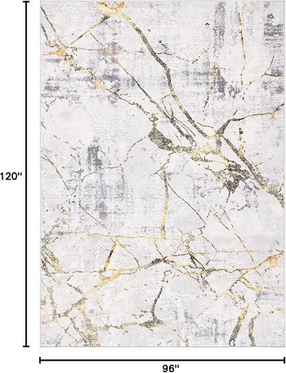 SAFAVIEH Area Rug 8x10 - Amelia Collection - Large - Grey & Gold, Modern Design, Non-Shedding & Easy Cleaning, Ideal for Living Room, Bedroom, Office, Dining Space (ALA293G)