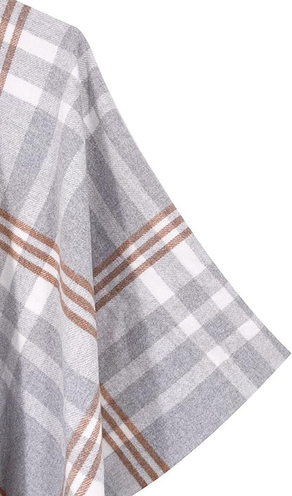 Moss Rose Women's Travel Plaid Shawl Wrap Open Front Poncho Cape for Fall Winter