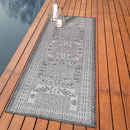 Keen Home Design Terrace Outdoor Runner Rug - 2x12 Washable Indoor/Outdoor Rug for Patio, Kitchen, Balcony, Beach, Garden, Deck and Porch, Size: 2'2"x11'10"