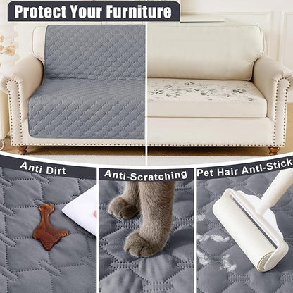 Smiry Waterproof Dog Bed Cover Blanket, Soft Reversible Pet Blanket, Washable Leakproof Cats Dogs Couch Cover for Sofa, Couch, Furniture, Plaid (40x50 Inch, Grey/Dark Grey)