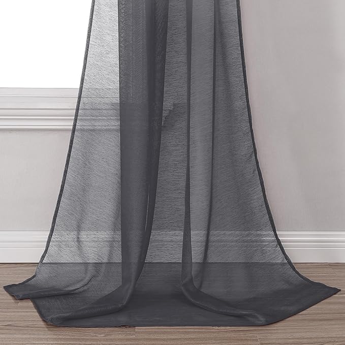DONREN Dark Grey Window Scarf for Outdoor Decoration - Add Luxury Beautiful Elegant Effect to Curtain Panels (1 Panel, 52 x 288 Inches Long)