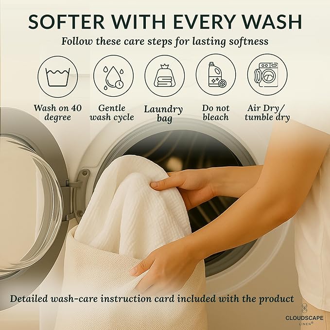 Cloud Scape Linen Extra Large 4 Layer Muslin Throw Blanket - 100% Cotton Gauze, Lightweight & Breathable All Season, Pre-Washed, for Couch & Bed, 50x70, White