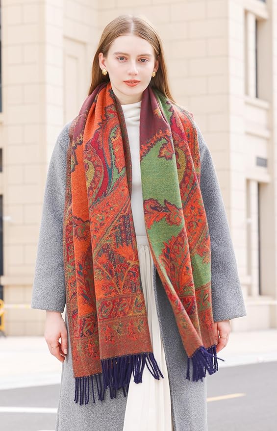 Wander Agio Warm Fashion Scarf Long Shawl Large Blanket Winter Wraps Scarves for Women Cashmere Jacquard Vintage Paisley